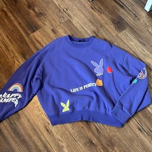 Purple playboy “happy camper” crewneck